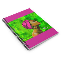 Load image into Gallery viewer, Aka notebook, pink and green notebook, aka colors, black art
