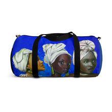 Load image into Gallery viewer, Blue and White Sisterhood Duffel Bag
