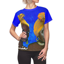 Load image into Gallery viewer, Blue and Gold Women's AOP Cut &amp; Sew Tee
