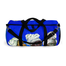 Load image into Gallery viewer, Blue and White Sisterhood Duffel Bag
