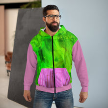 Load image into Gallery viewer, Pink and Green 1 AOP Unisex Zip Hoodie
